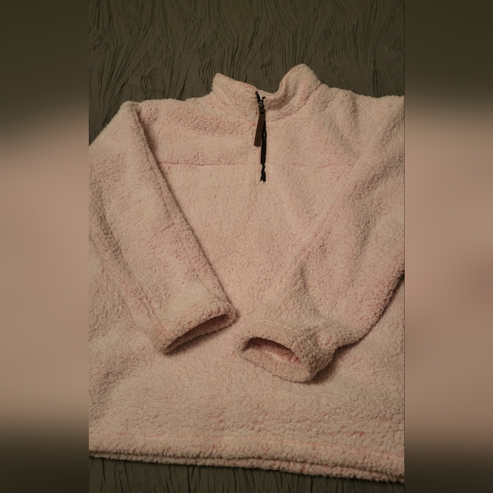 Congaree Cozy Pink Sherpa Pullover 1/4 Zip. Large. Super Soft.  Teddy Bear